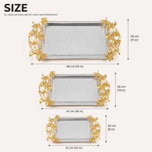 3 Pc Metal Serving Tray Set in Black Matte Finish – Modern Minimalist Home Decor Trays, Sizes 48x29cm, 41x25cm, 31x20cm