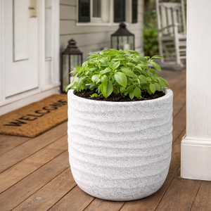 Speckled White Contemporary Planter, 38cm Indoor & Outdoor Pot Weather Resistant Garden Patio Home Decor by Sona Casa