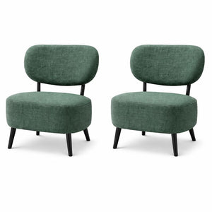 2 Pcs Set of Comfortable Green Fabric Accent Chairs for Lounge, Home, Office, Hotel Decor by Sona Casa