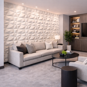 3D PVC Wall Panel, White Geometric Pattern by Sona Casa