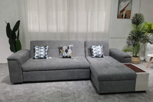 Gray Sofa bed with storage and USB by Sona Casa