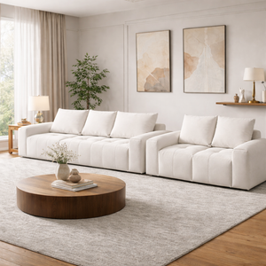 White comfy sofa 3+2, fabric by Sona Casa