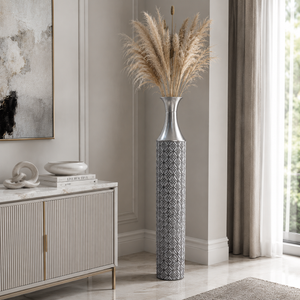 Tall Silver Metal Floor Vase with Modern Minimalist Design for Elegant Home Decor 15x15x107 cm by Sona Casa