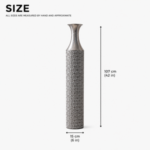 Tall Silver Metal Floor Vase with Modern Minimalist Design for Elegant Home Decor 15x15x107 cm by Sona Casa