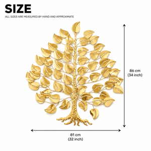 Large Gold Tree Metal Wall Sculpture, 34 inch Modern Tree of Life Wall Art Decor for Home or Office