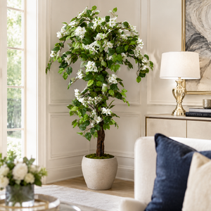 5ft White Artificial Bougainvillea Tree with Green Foliage and Stable Base for Indoor & Outdoor Home Office Decor