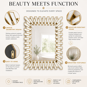 Elegant Small Gold Wall Mirror with Classic Frame, 57x74cm, Premium Decorative Accent for Living Room or Entryway