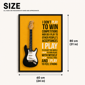 60x80cm 3D Guitar Wall Art Sculpture in Black Finish for Music Room Home Decor