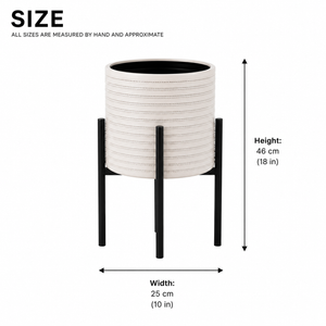 Set of 2 Black and White Modern Metal Planters Set for Indoor Outdoor Home Decor