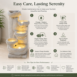 Tall 4-Tier White Indoor Water Fountain with LED Lights – Modern Minimalist Home Decor Accent