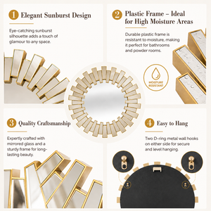 Elegant Gold Round Wall Mirror 62 cm – Premium Decorative Accent for Modern Home Decor by Sona Casa
