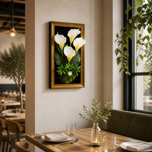 Black Gold 3D Framed Wall Décor Featuring Artificial Lilly Flower, 23x45 cm Premium Home Accent