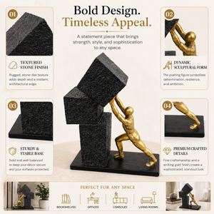 Gold Abstract Male Figurine Sculpture for Tabletop Decor or Gift, 23x7x27cm