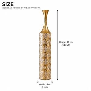 Tall Gold Floral Metal Vase for Elegant Home Decor Accents 14.7x14.7x95.5 cm by Sona Casa