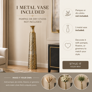 Tall Tapered Gold Metal Floor Vase 106.7cm Modern Minimalist Home Decor Accent by Sona Casa