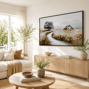 Textured Handmade Abstract Wall Art Panel in Neutral Tones, 70x140 cm, Premium Modern Home Decor