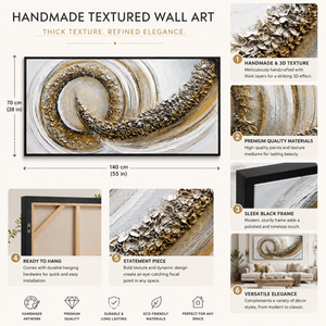 Textured Handmade Abstract Wall Art Panel in Neutral Tones, 70x140 cm, Premium Modern Home Decor Accent
