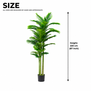 2.2 Meter Golden Palm Artificial Tree with 3 Stems and 38 Leaves in Decorative Pot for Premium Home Decor