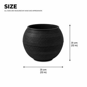 Elegant Black Small Round Planter Pot with Matte Finish for Modern Home and Office Decor