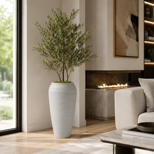 Tall White Tapered Modern Planter Pot for Indoor and Outdoor Home Decor