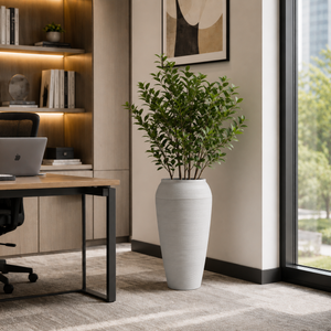 Tall White Tapered Modern Planter Pot for Indoor and Outdoor Home Decor