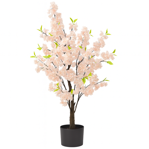 Large Nearly Natural Fake Light Peach Sichuan Cherry Blossom, 5 ft Lifelike Tall Artificial Tree, Indoor Decor for Living Room, Office, Patio-Sona Casa
