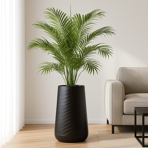 Tall Black Indoor Decorative Planter, 27" Modern Minimalist Self Watering Pot, Home, Front Porch, Patio, Backyard & Garden Décor-Sona Casa