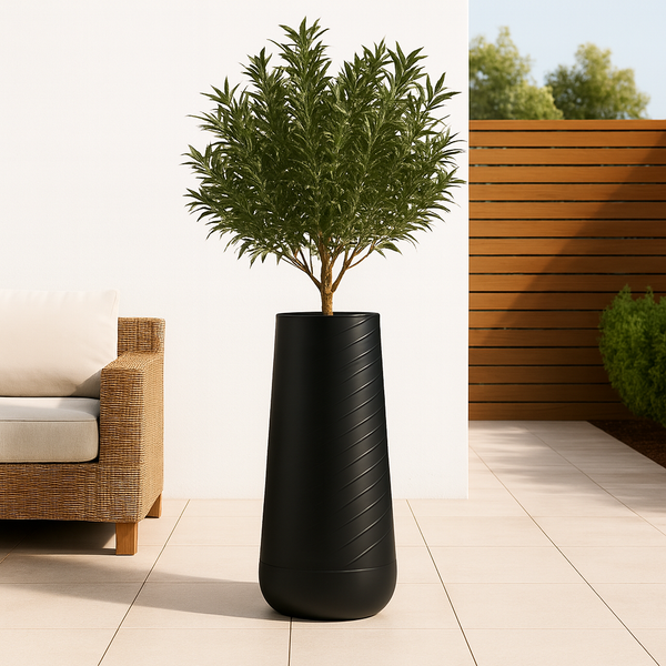 Contemporary Decorative Self Watering Pot, Modern Tall Black Indoor Planter, 33 in Home, Office, Garden Decoration, Gift-Sona Casa