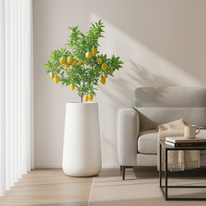 Tall White Indoor Self Watering Decorative Planter, 27" Modern Minimalist Flower Pot Home, Front Porch, Patio, Backyard & Garden Decor-Sona Casa