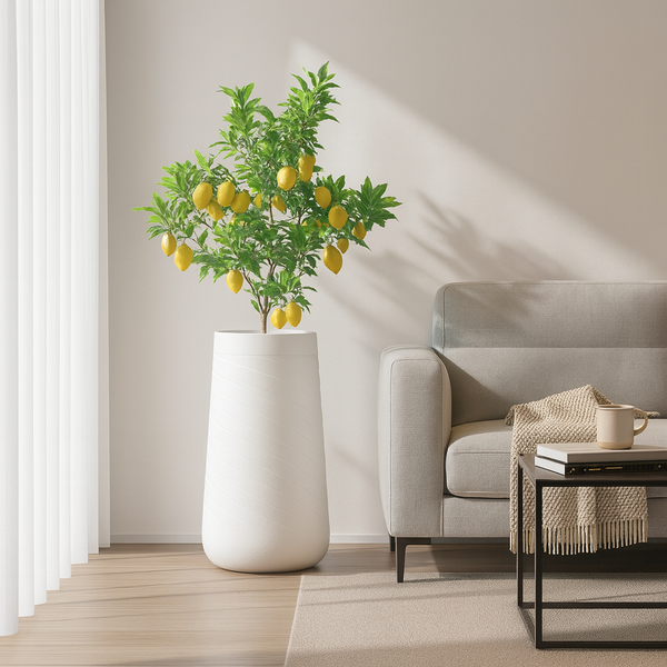 Tall White Indoor Self Watering Decorative Planter, 27" Modern Minimalist Flower Pot Home, Front Porch, Patio, Backyard & Garden Decor-Sona Casa