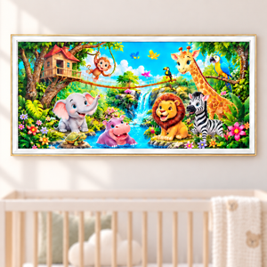 Jungle Crystal Wall Art - Framed 70x140 cm Framed