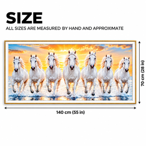 7 Running Horses Crystal Wall Art - Framed 70x140 cm