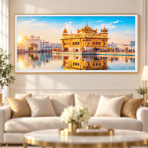 Gold Temple India Crystal Wall Art - Framed 70x140 cm