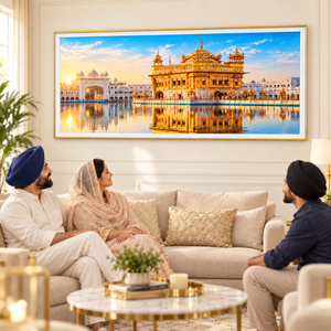 Gold Temple India Crystal Wall Art - Framed 70x140 cm