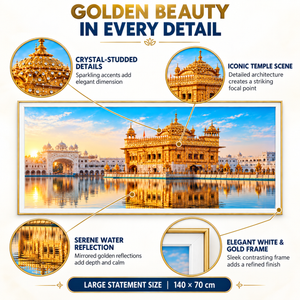 Gold Temple India Crystal Wall Art - Framed 70x140 cm