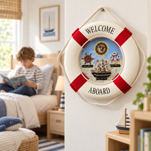 Lifebuoy Wall Clock, 14" Silent Non Ticking, Nautical Living Room Decor - Accent Collection