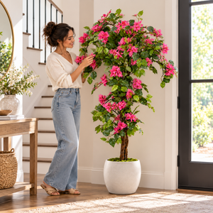 5ft Artificial Bougainvillea Tree with Green Foliage and Stable Base for Indoor & Outdoor Home Office Decor
