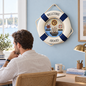 High Quality Lifebuoy Silent Wall Clock, 14" Nautical Home Decor - Accent Collection