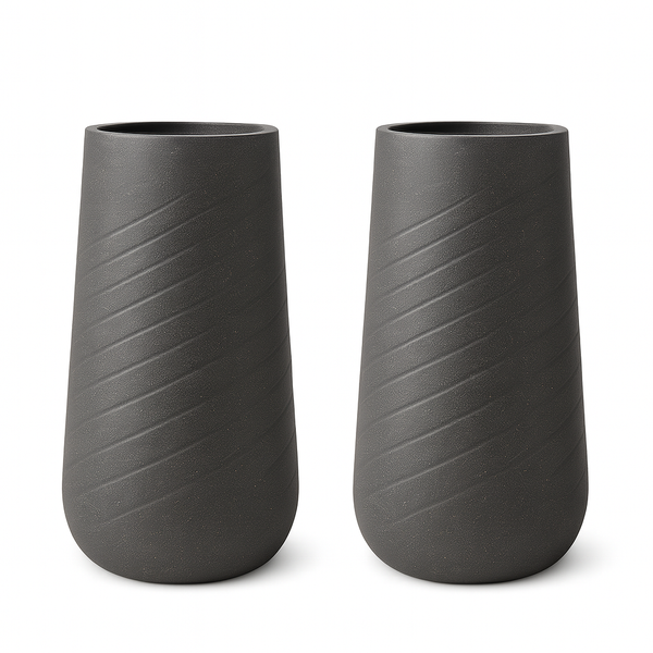 Set of 2 Modern Tall Black Indoor Self Watering Decorative Plant Pot, 33 in Contemporary Flower Pot Home, Office, Garden Decoration, Gift-Sona Casa
