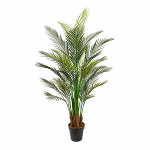 6 ft Artificial Areca Palm Tree with Lifelike Green Leaves, Black Sturdy Base, Realistic Indoor Home & Office Decor-Sona Casa