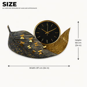 Large Gold and Blue Butterfly Wall Clock with Elegant Metallic Finish, Decorative Home Accent, 87x60x7 cm