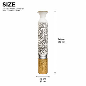 Modern Metallic Gold Silver White Tall Vase 13.5x13.5x95.5CM Elegant Home Decor Accent - Accent Collection