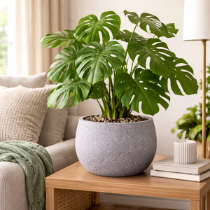 Modern Slate Dark Gray Planter, 34cm Versatile Indoor Outdoor Round Pot, Home Garden Decor by Sona Casa