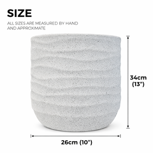 Speckled White Contemporary Planter, 33cm Indoor & Outdoor Pot Weather Resistant Garden Patio Home Decor by Sona Casa