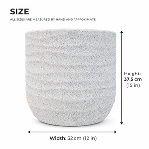Speckled White Contemporary Planter, 38cm Indoor & Outdoor Pot Weather Resistant Garden Patio Home Decor by Sona Casa
