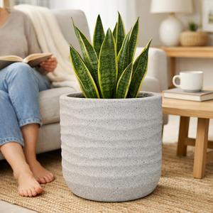 White Pot for Plants 42 CM, Planter Indoor Outdoor Ornament Home Garden Porch Living Room Decor by Sona Casa