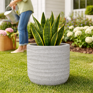 White Pot for Plants 42 CM, Planter Indoor Outdoor Ornament Home Garden Porch Living Room Decor by Sona Casa