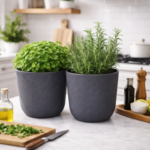 2 Gray Planter Pots by Sona Casa