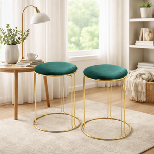 2 Piece Green Stool with Gold Stand by Sona Casa