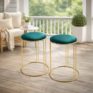 2 Piece Green Stool with Gold Stand by Sona Casa